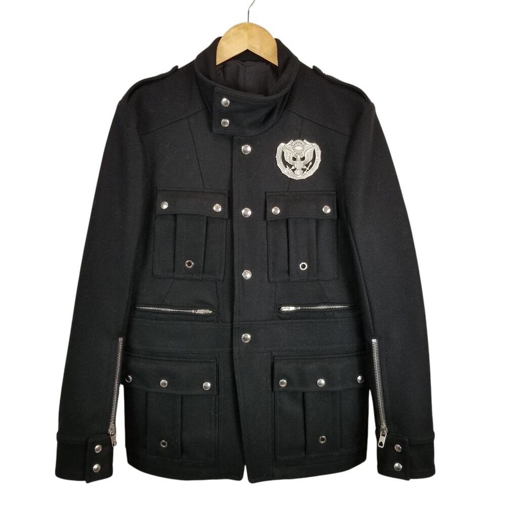 Diesel Black Gold Men's Runway Military Jacket Coat Black Size US 38 / Small